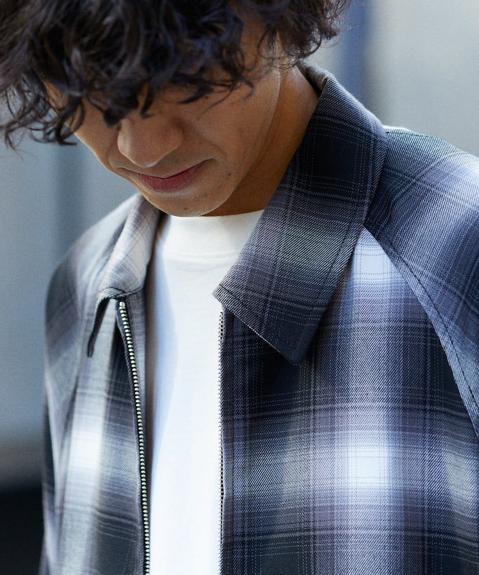 T/R CHECK ZIP BLOUSON T/R格子拉鍊夾克