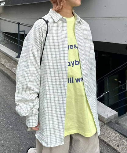 【UNISEX】寬鬆剪裁常規領款式混色襯衫/部分網絡限定