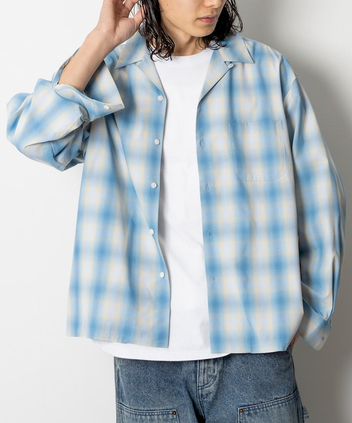 NEW LOOSE FIT OMBRE CHECK SHIRT LS