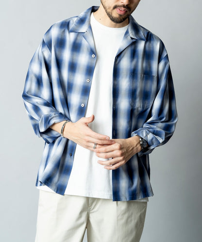 NEW LOOSE FIT OMBRE CHECK SHIRT LS