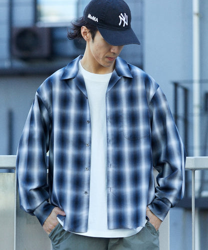 NEW LOOSE FIT OMBRE CHECK SHIRT LS