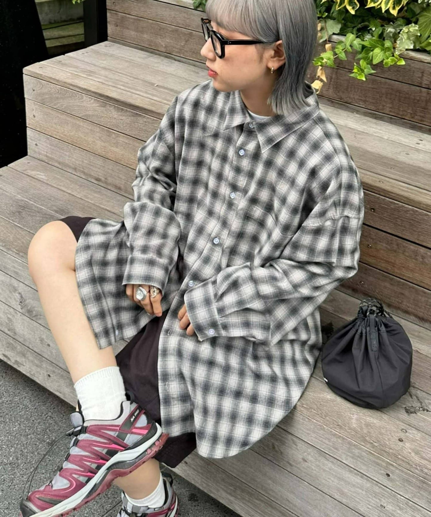 【UNISEX】寬鬆剪裁常規領款式混色襯衫/部分網絡限定