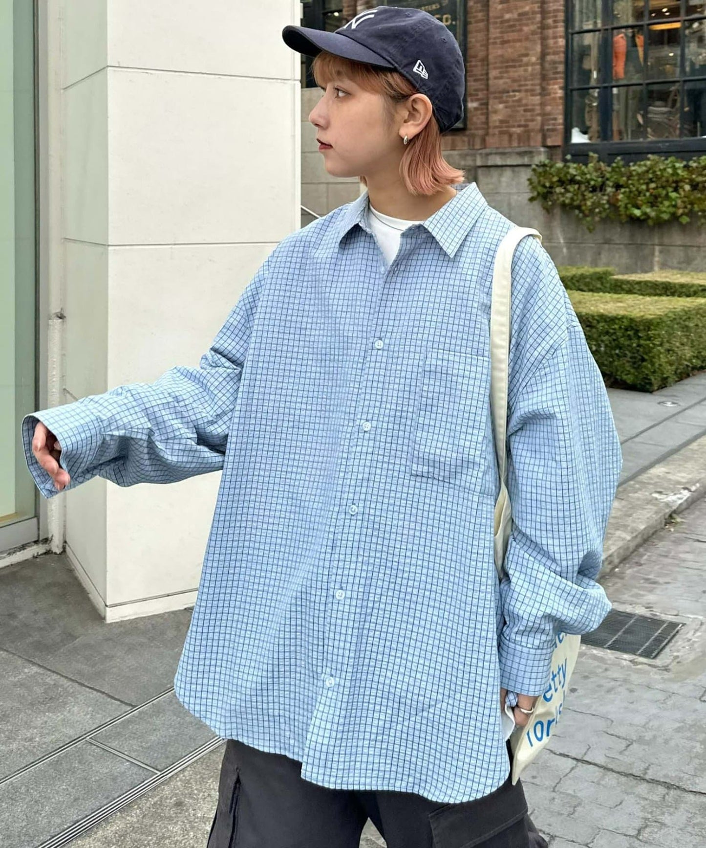 【UNISEX】寬鬆剪裁常規領款式混色襯衫/部分網絡限定