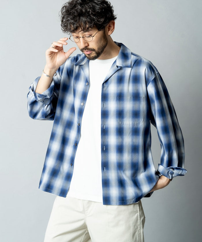 NEW LOOSE FIT OMBRE CHECK SHIRT LS