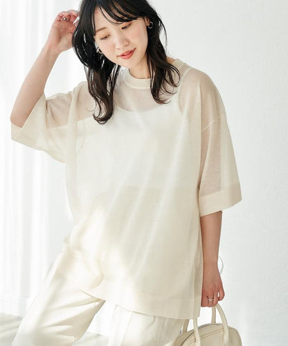 手洗可 混紡亞麻 透氣 半袖 TEE(針織)