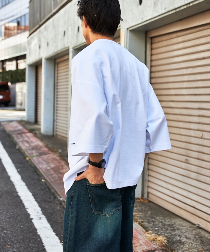 大號剪裁 一點刺繡 亨利領T恤 寬鬆剪裁