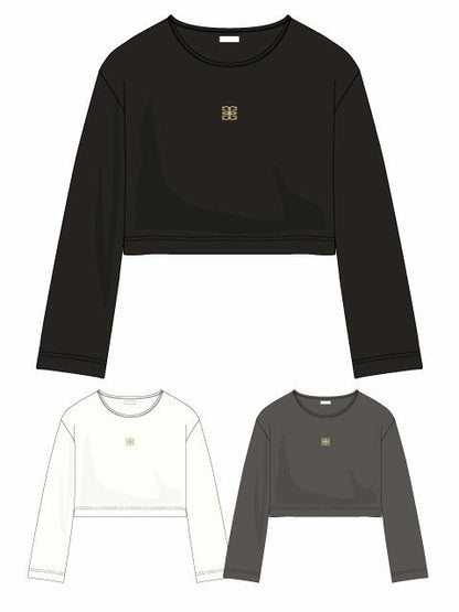 標誌 刺繡 針織彈力布料 兒童 T恤 黑色 (CT7033BK)