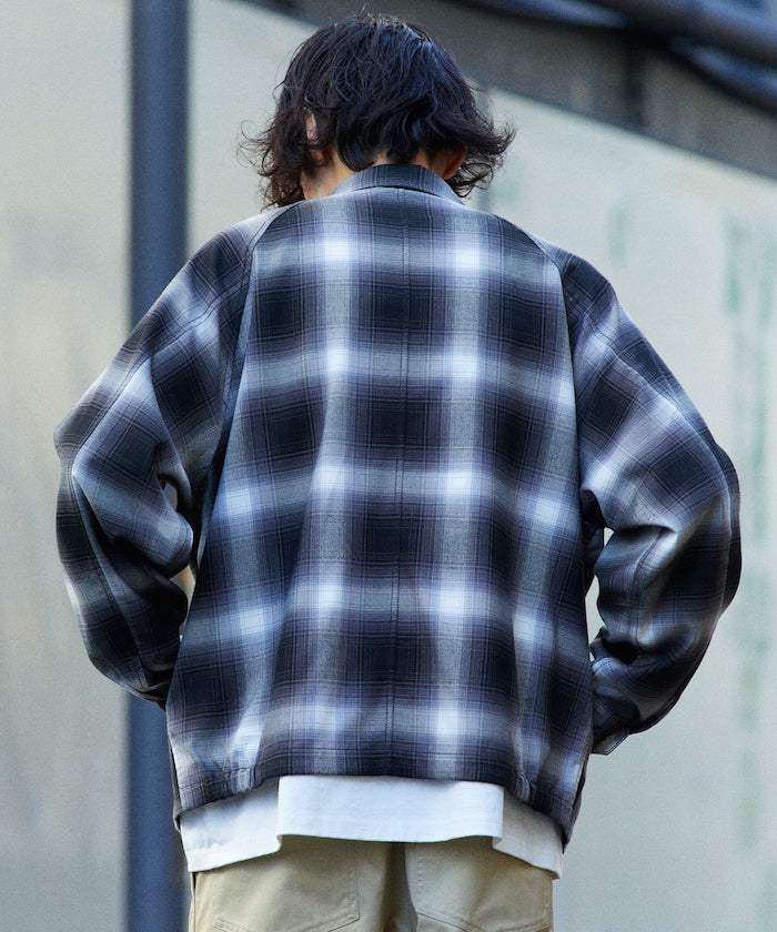 T/R CHECK ZIP BLOUSON T/R格子拉鍊夾克