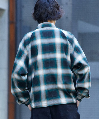 T/R CHECK ZIP BLOUSON T/R格子拉鍊夾克