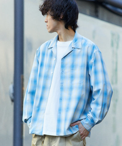 NEW LOOSE FIT OMBRE CHECK SHIRT LS