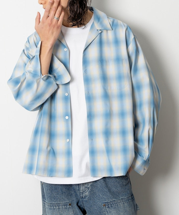 NEW LOOSE FIT OMBRE CHECK SHIRT LS