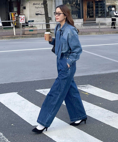 牛仔2WAY蝴蝶結襯衫