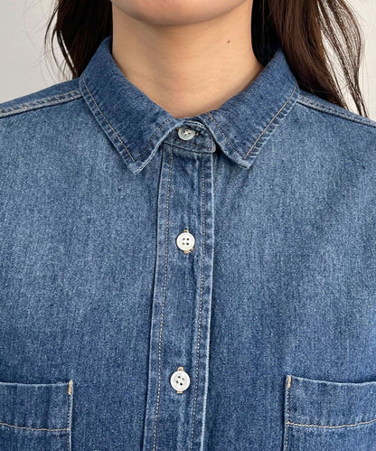 牛仔2WAY蝴蝶結襯衫