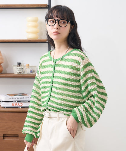 2way 透視 邊框 針織開衫