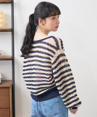 2way 透視 邊框 針織開衫