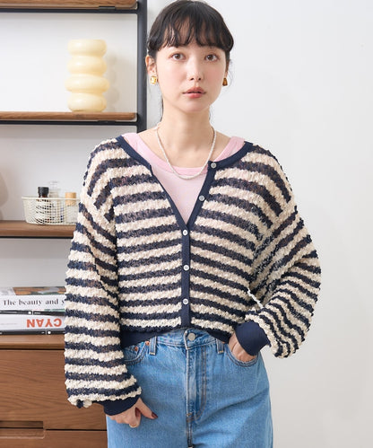 2way 透視 邊框 針織開衫