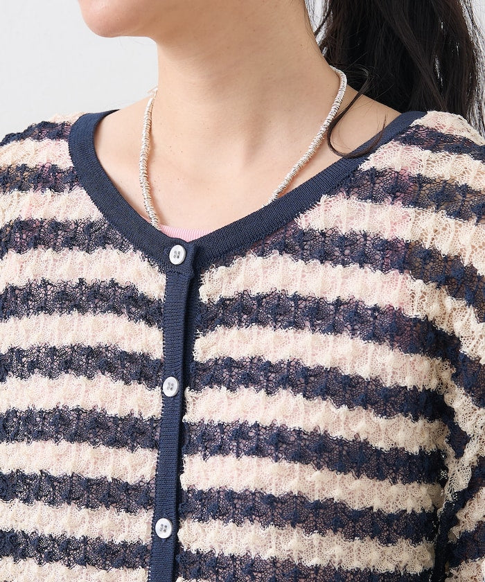 2way 透視 邊框 針織開衫