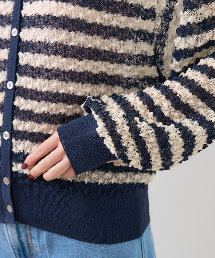 2way 透視 邊框 針織開衫