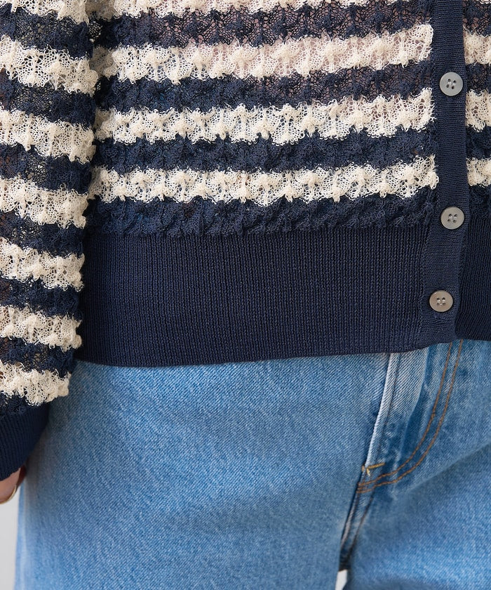 2way 透視 邊框 針織開衫