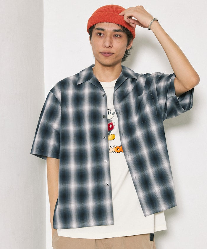 NEW LOOSE FIT OMBRE CHECK SHIRT 短袖