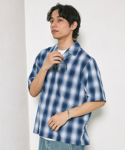 NEW LOOSE FIT OMBRE CHECK SHIRT 短袖