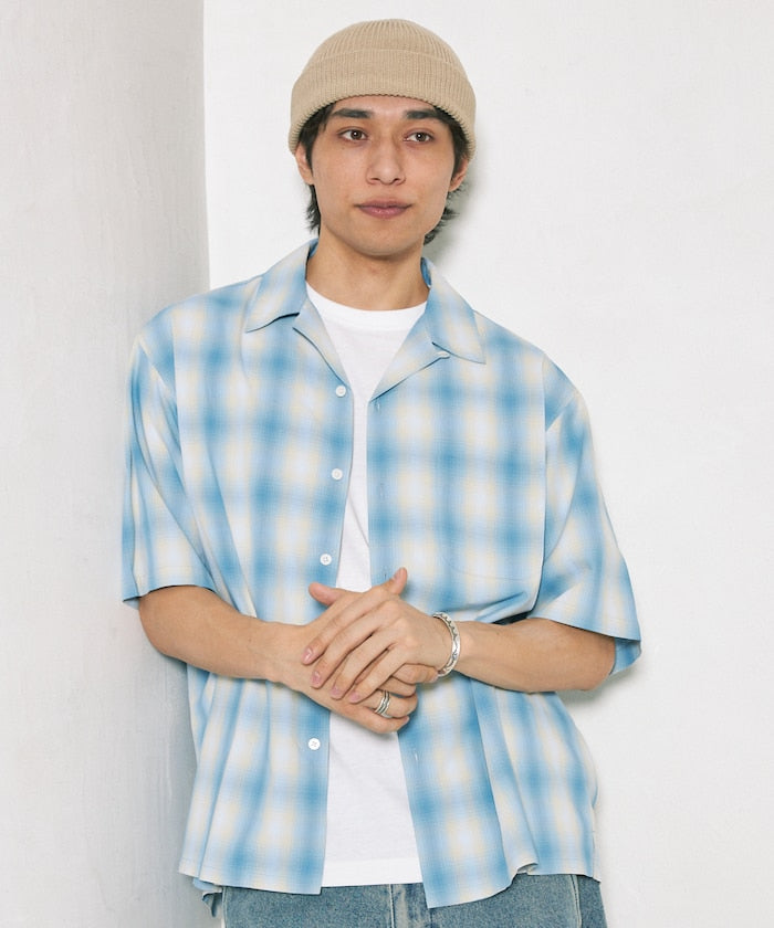 NEW LOOSE FIT OMBRE CHECK SHIRT 短袖