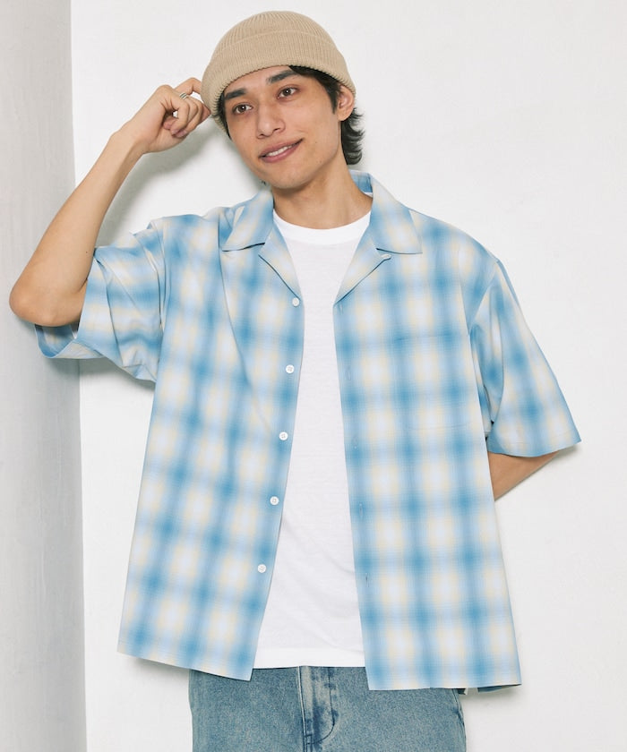 NEW LOOSE FIT OMBRE CHECK SHIRT 短袖