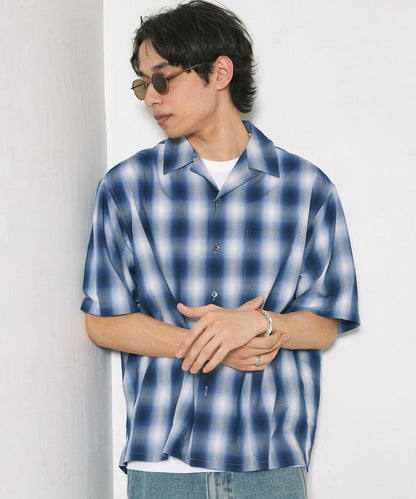 NEW LOOSE FIT OMBRE CHECK SHIRT 短袖