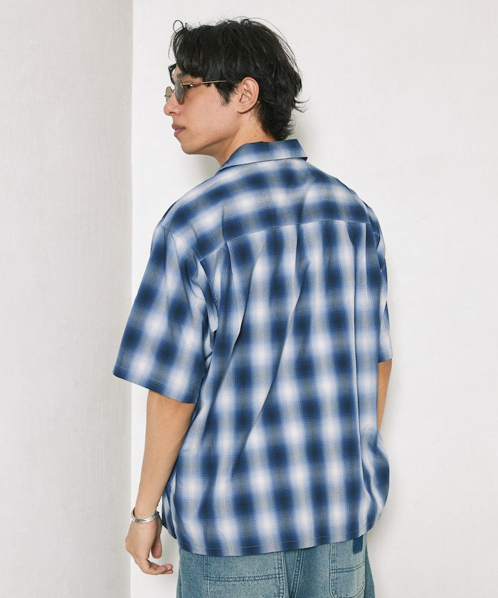 NEW LOOSE FIT OMBRE CHECK SHIRT 短袖