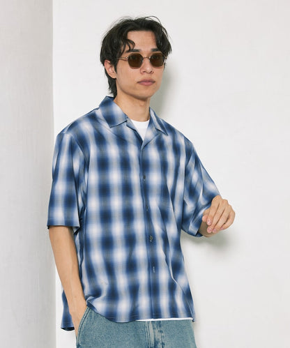 NEW LOOSE FIT OMBRE CHECK SHIRT 短袖