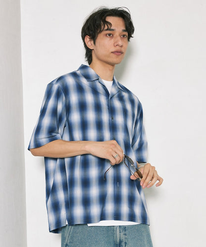 NEW LOOSE FIT OMBRE CHECK SHIRT 短袖