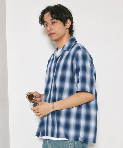 NEW LOOSE FIT OMBRE CHECK SHIRT 短袖