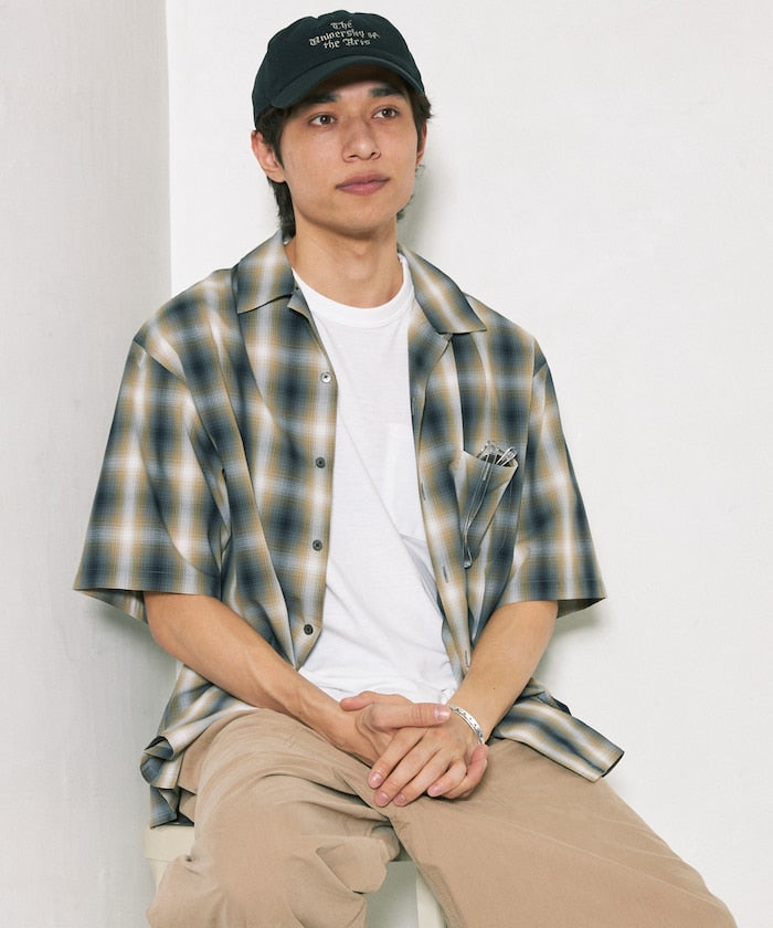 NEW LOOSE FIT OMBRE CHECK SHIRT 短袖