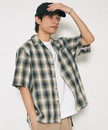 NEW LOOSE FIT OMBRE CHECK SHIRT 短袖