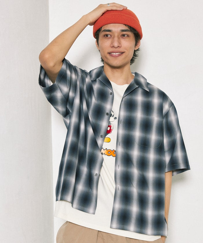 NEW LOOSE FIT OMBRE CHECK SHIRT 短袖