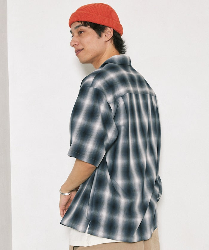 NEW LOOSE FIT OMBRE CHECK SHIRT 短袖