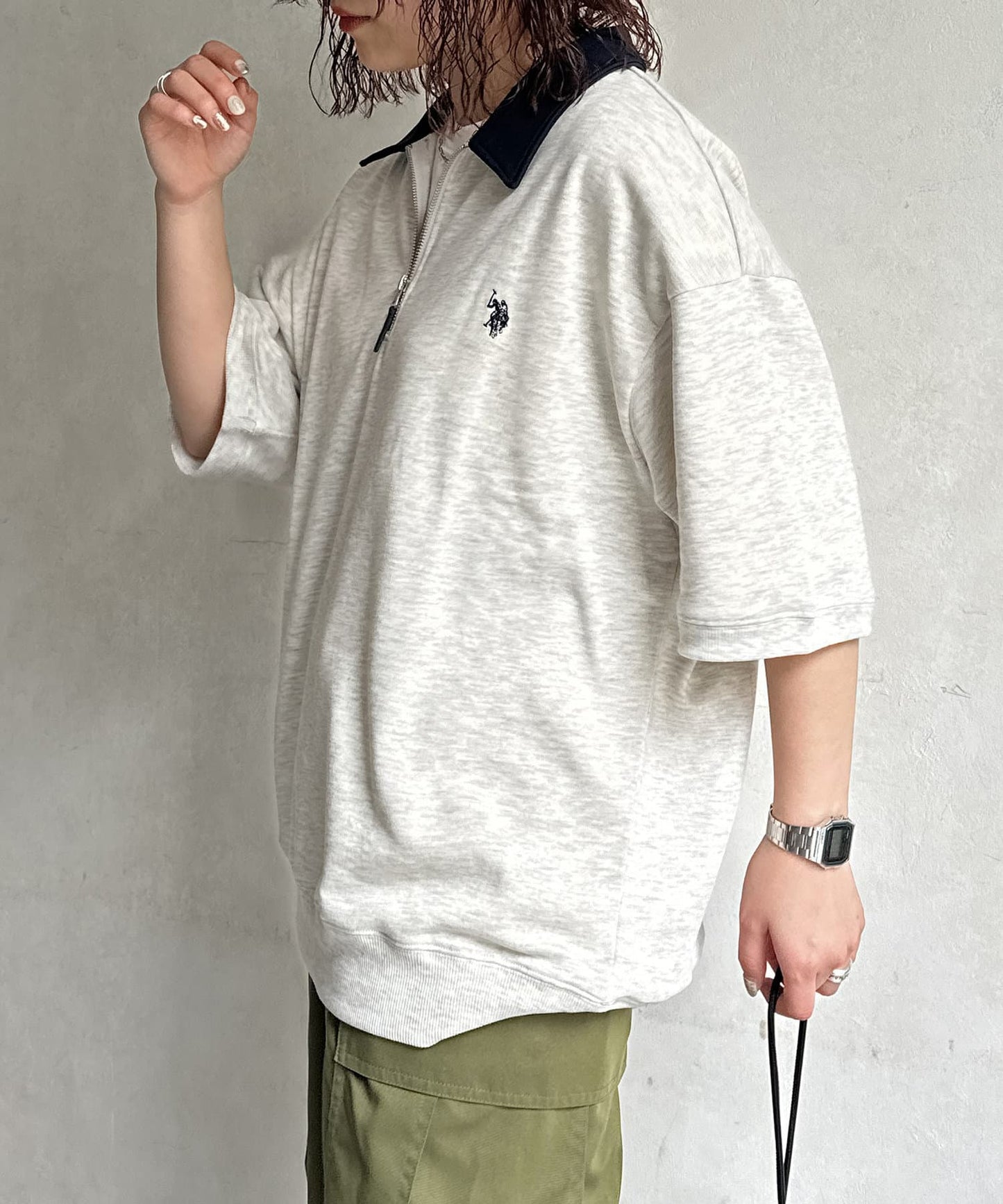 【U.S. POLO ASSN.】裡毛半袖半拉鍊