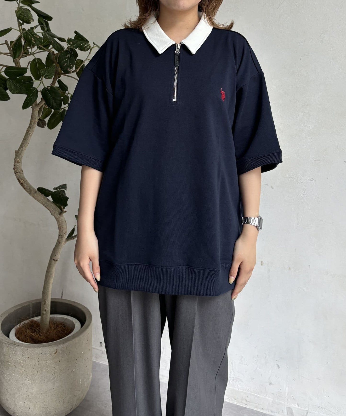 【U.S. POLO ASSN.】裡毛半袖半拉鍊