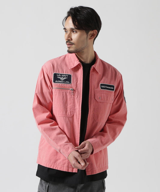 《直營店限定》PIGMENT ZIP UP JACKET / 顏料拉鍊夾克 / AVIREX / 阿維雷克斯