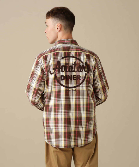 L/S CHECK WORK SHIRT Aviators Diner / 長袖格子工作襯衫 飛行員餐廳