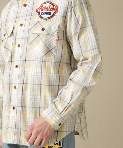 L/S CHECK WORK SHIRT Aviators Diner / 長袖格子工作襯衫 飛行員餐廳