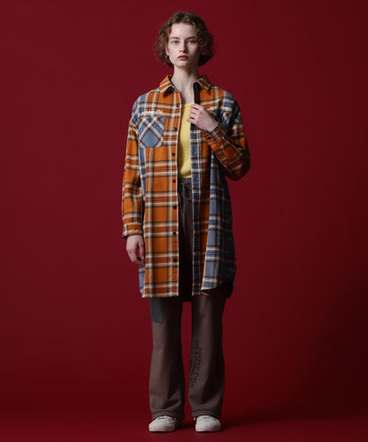 《COLLECTION》L/S COMBI PATTERN CHECK SHIRT ONEPIECE