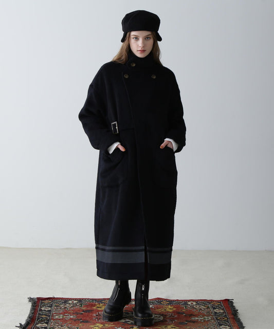 SLIVER KNIT LONG COAT/銀色針織長款大衣
