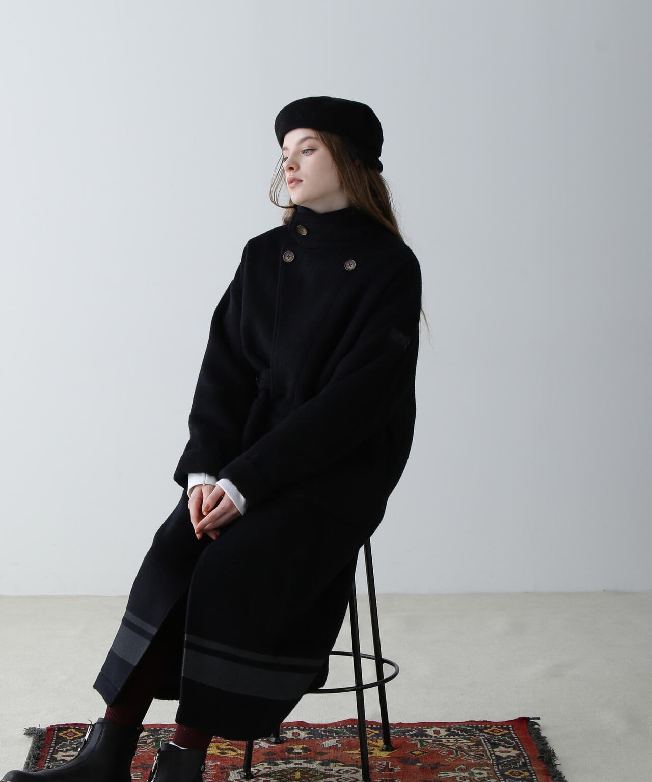 SLIVER KNIT LONG COAT/銀色針織長款大衣