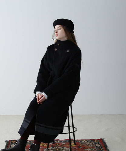 SLIVER KNIT LONG COAT/銀色針織長款大衣