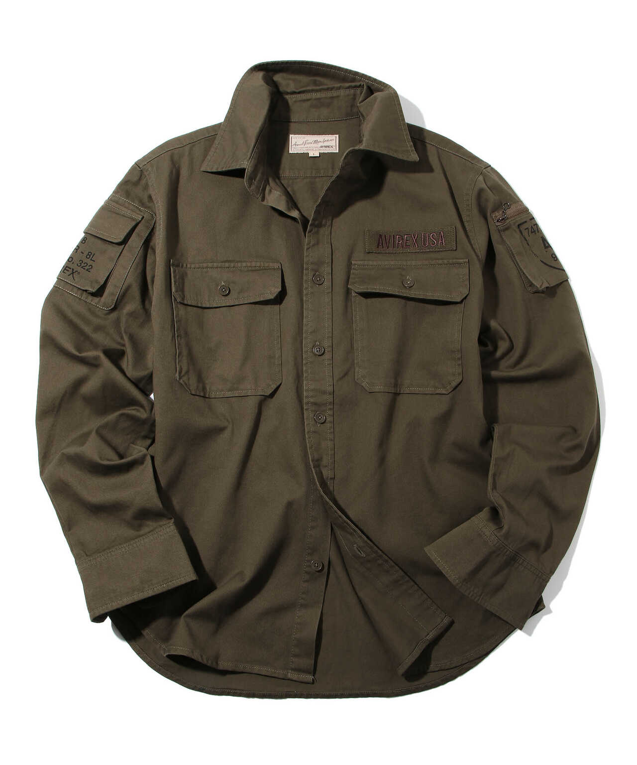 AVIREX/阿維雷克斯/FATIGUE KHAKI SHIRT/長袖迷彩卡其色襯衫