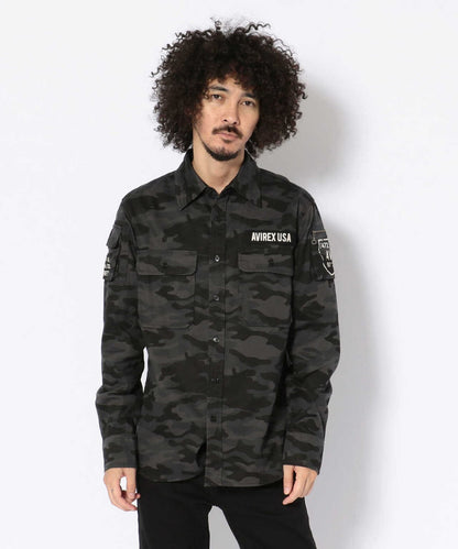AVIREX/阿維雷克斯/FATIGUE KHAKI SHIRT/長袖迷彩卡其色襯衫
