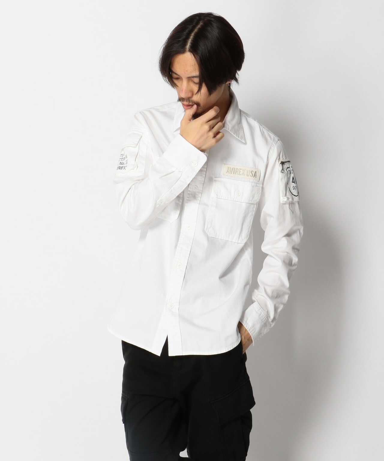 AVIREX/阿維雷克斯/FATIGUE KHAKI SHIRT/長袖迷彩卡其色襯衫