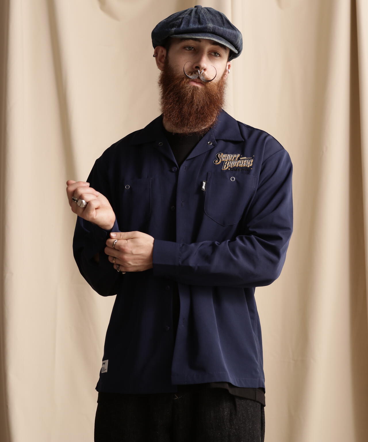LS TC SHIRT BARBER EMB/理髮師logo刺繡 工作襯衫