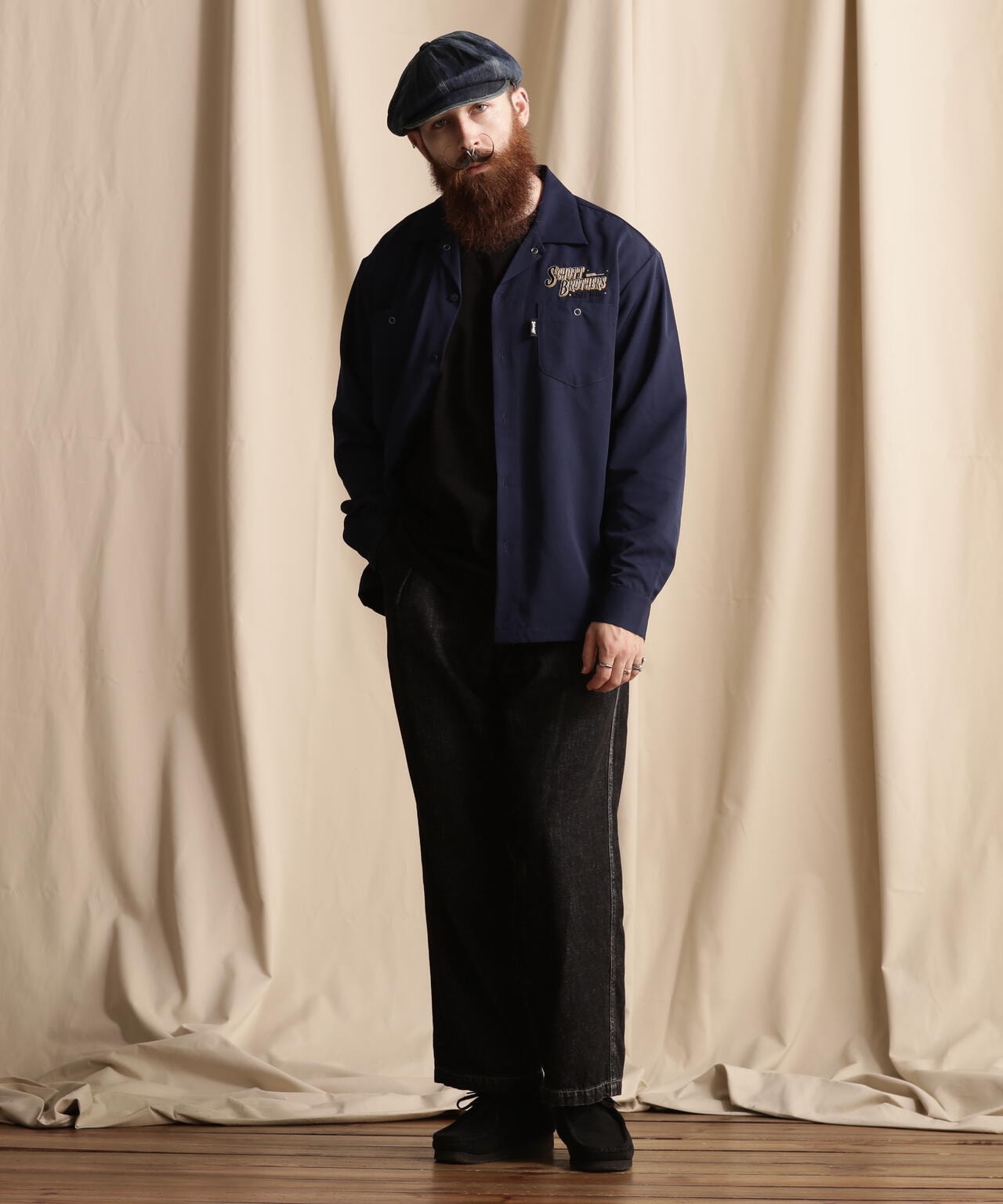 LS TC SHIRT BARBER EMB/理髮師logo刺繡 工作襯衫